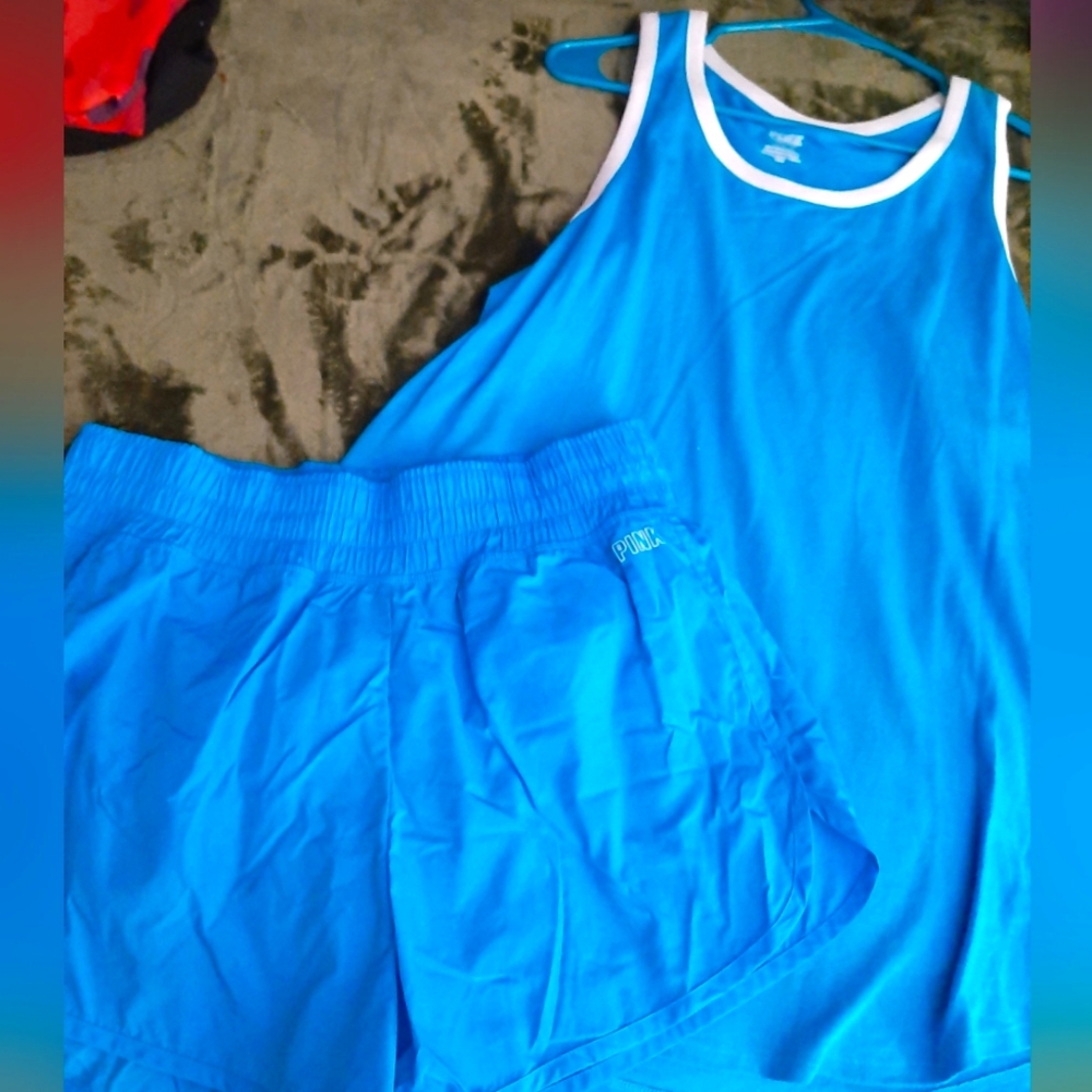 VICTORIA SECRET PINK BRAND OUTFIT TANK AND SHORTS